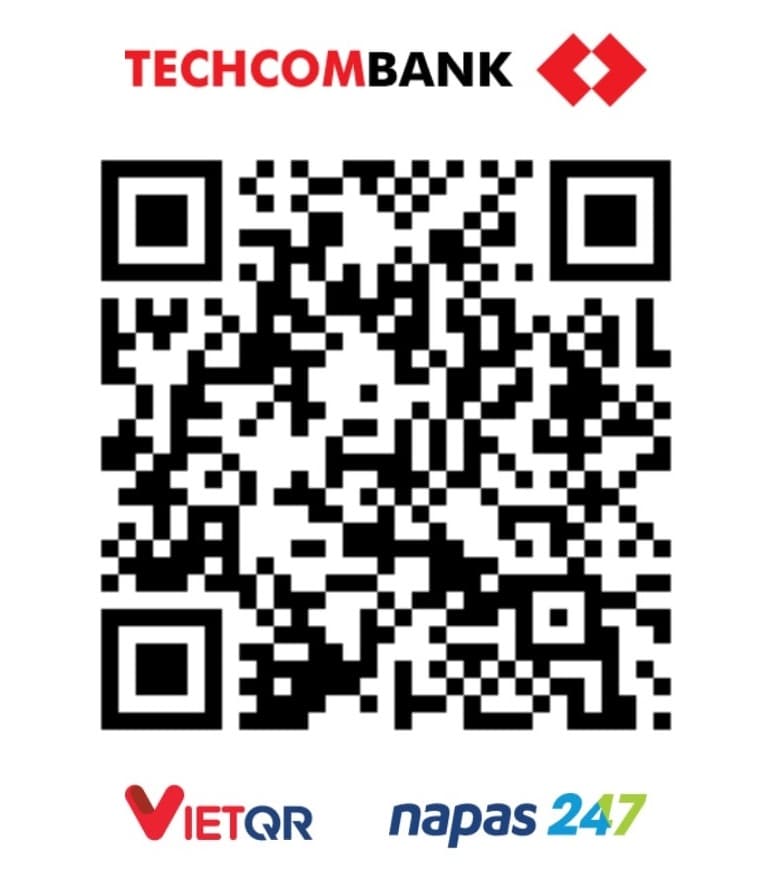 Mã QR chuyển khoản ủng hộ OnThiOnline qua tài khoản Techcombank của NGUYEN VIET TIEP